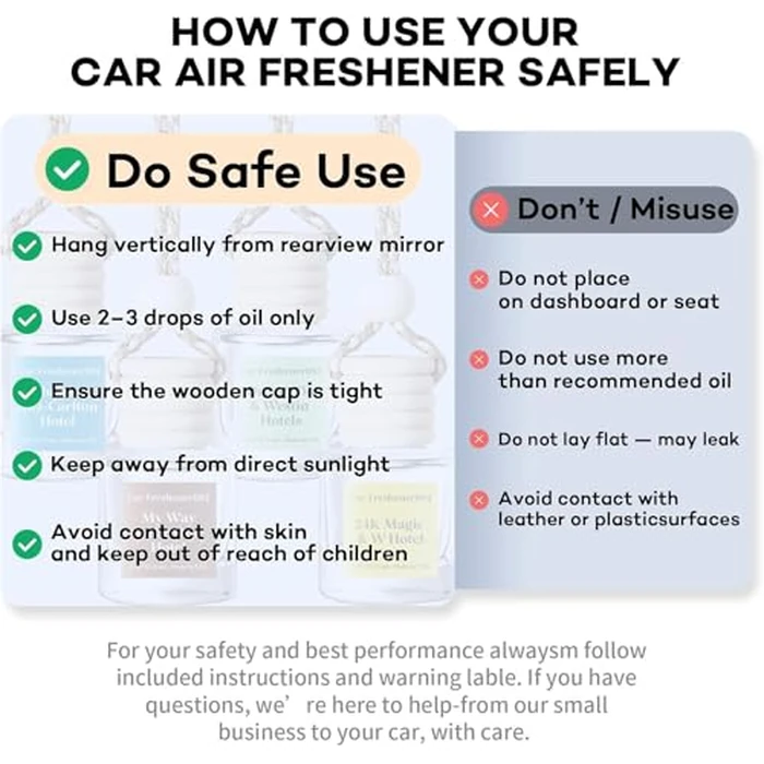 C Classy Hanging Car Air Freshener 2 Pack, Vanilla Cream Essential Oil Diffuser, Long-Lasting Fragrance, Cute Glass Bottle Car Accessories for Women & Men, Made in USA by C CLASSY PERSONALIZED JEWELRY - Image 5