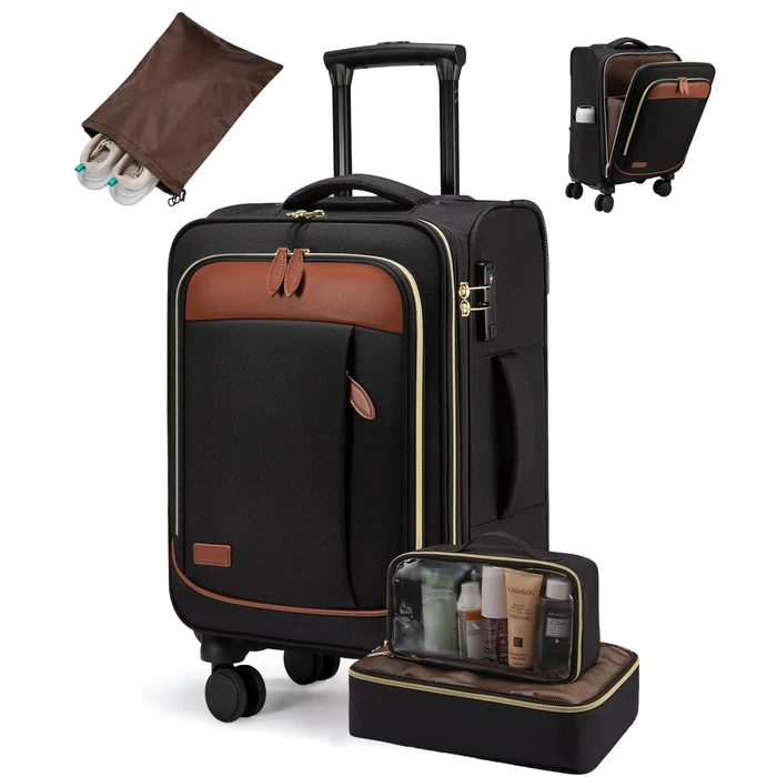 LOVEVOOK 4 Pcs Carry On Luggage 22x14x9 Airline Approved 20 Inch Underseat Carry on Suitcase for Women Men Softside Travel Luggage with Spinner Wheels and TSA Lock by LOVEVOOK - Used - Like New condition - US$65.54