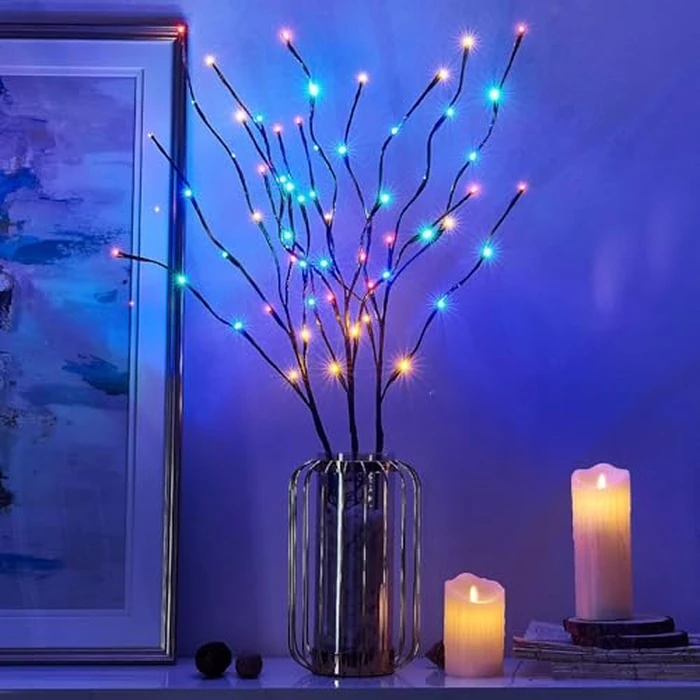 EAMBRITE Lighted Brown Branches, 3PK 30 inch Lighted Branches with 60 Multicolor Lights Waterproof Plug in Willow Branch Lights for Outdoor Indoor Christmas Decor by EAMBRITE - Used - Very Good condition - CA$11.58
