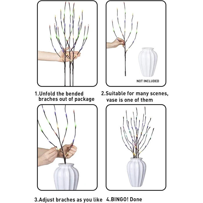 EAMBRITE Lighted Brown Branches, 3PK 30 inch Lighted Branches with 60 Multicolor Lights Waterproof Plug in Willow Branch Lights for Outdoor Indoor Christmas Decor by EAMBRITE - Image 7
