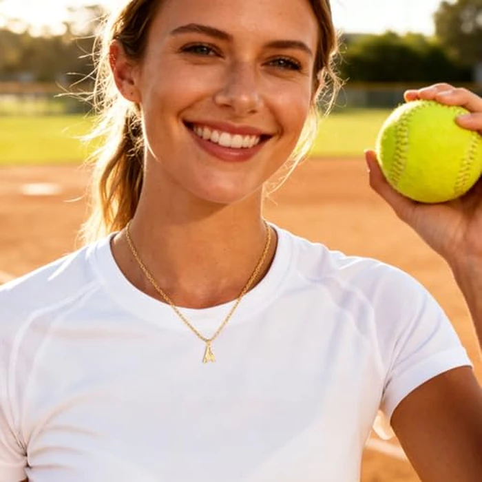 RUOOUY Softball Initial Necklace for Women 18K Gold Plated A-Z Letter Pendant Softball Jewelry Sports Accessories Christmas Gift for Girlfriend Daughter（D） by RUOOUY - Image 5
