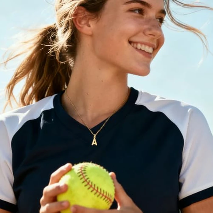 RUOOUY Softball Initial Necklace for Women 18K Gold Plated A-Z Letter Pendant Softball Jewelry Sports Accessories Christmas Gift for Girlfriend Daughter（D） by RUOOUY - Image 6