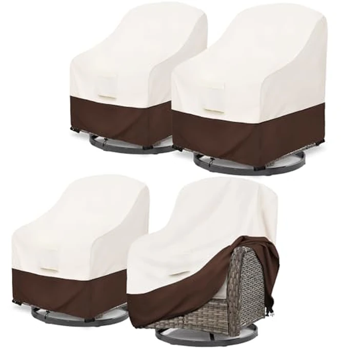 Bitubi Waterproof 4 Pack Outdoor Swivel Chair Cover for Patio Chair Size Up to 33W x 35D x 38.5H inch,Outdoor Lawn Patio Furniture Covers (Brown) by Bitubi - Used - Like New condition