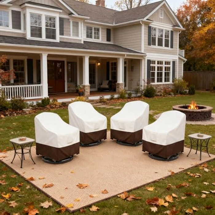 Bitubi Waterproof 4 Pack Outdoor Swivel Chair Cover for Patio Chair Size Up to 33W x 35D x 38.5H inch,Outdoor Lawn Patio Furniture Covers (Brown) by Bitubi - Image 4