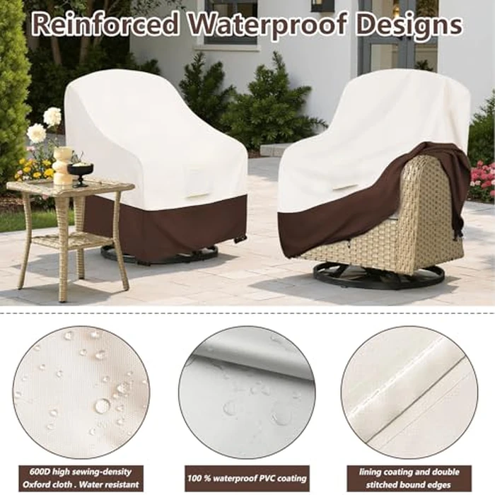 Bitubi Waterproof 4 Pack Outdoor Swivel Chair Cover for Patio Chair Size Up to 33W x 35D x 38.5H inch,Outdoor Lawn Patio Furniture Covers (Brown) by Bitubi - Image 6