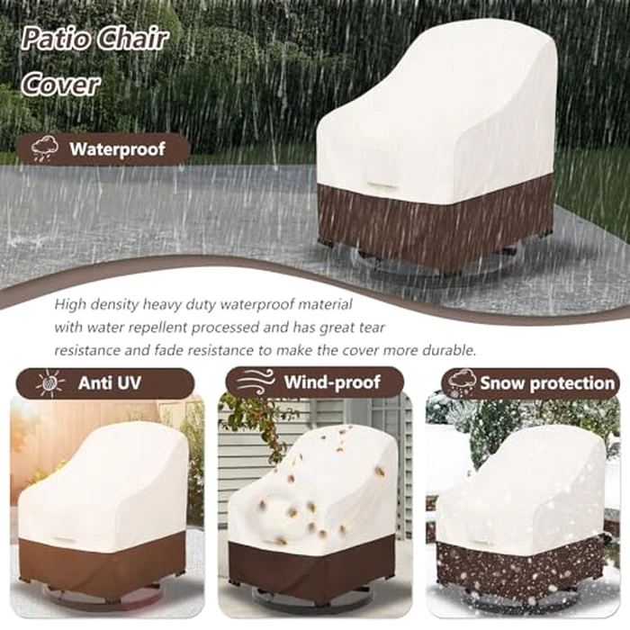 Bitubi Waterproof 4 Pack Outdoor Swivel Chair Cover for Patio Chair Size Up to 33W x 35D x 38.5H inch,Outdoor Lawn Patio Furniture Covers (Brown) by Bitubi - Image 9