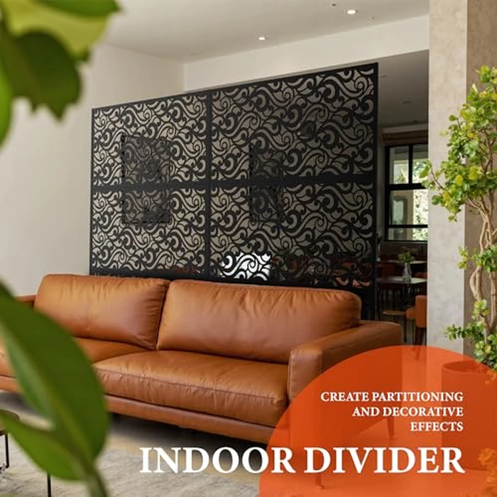 Outdoor Metal Privacy Screen 72" H x 47" W, Freestanding Decorative Fence and Room/Garden Divider with Stand, Weather-Resistant Privacy Screens and Panels for Patio Lawn Garden Deck Balcony, 3-Panel by CuisinSmart - Image 7