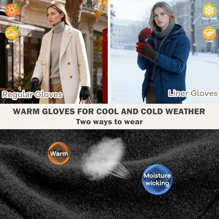 Sukeen Lightweight Running Gloves for Women Touchscreen Anti-Slip Liner Gloves Winter Warm Gloves for Cycling, Driving, Soccer by Sukeen - Image 3