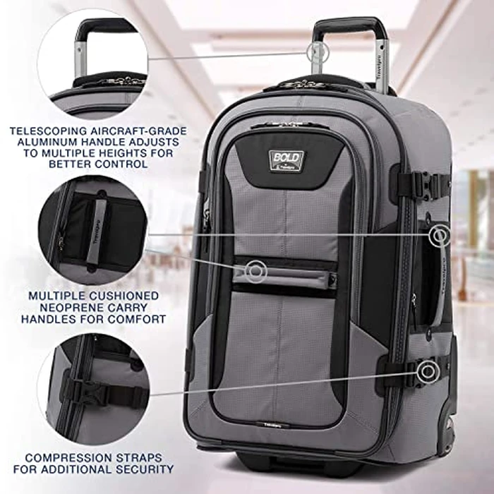 Travelpro Unisex-Adult Bold-Softside Expandable Rollaboard Upright Luggage, Grey/Black, Checked-Medium 25-Inch, Bold Softside Expandable Rollaboard Upright Luggage by Travelpro - Image 2