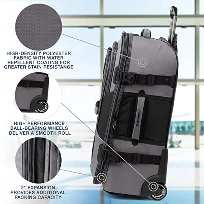 Travelpro Unisex-Adult Bold-Softside Expandable Rollaboard Upright Luggage, Grey/Black, Checked-Medium 25-Inch, Bold Softside Expandable Rollaboard Upright Luggage by Travelpro - Image 3