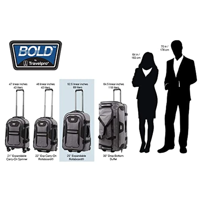 Travelpro Unisex-Adult Bold-Softside Expandable Rollaboard Upright Luggage, Grey/Black, Checked-Medium 25-Inch, Bold Softside Expandable Rollaboard Upright Luggage by Travelpro - Image 6