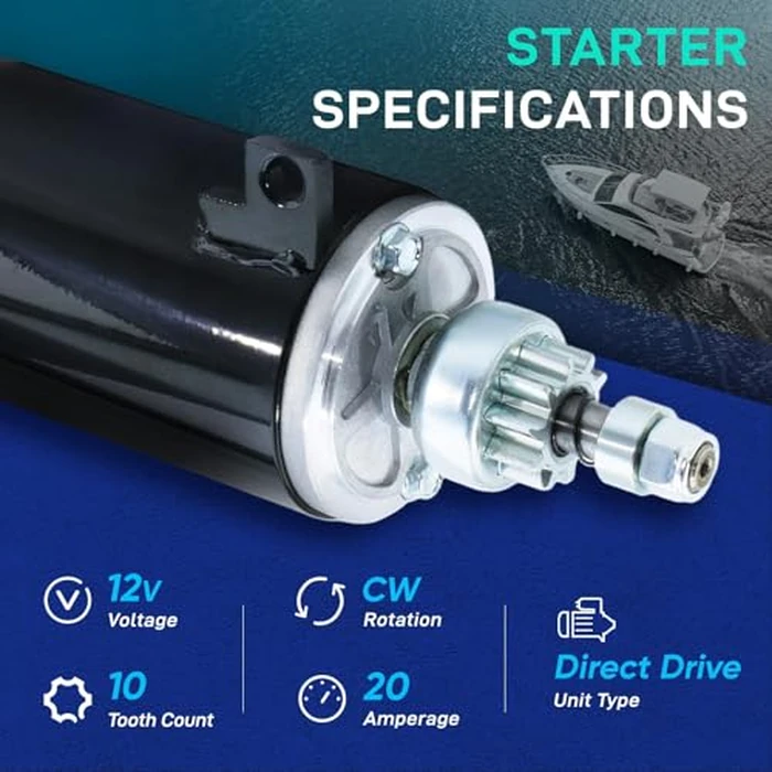 Marine Starter Replacement New 80HP-140HP for Evinrude E100 110 112 115 125 135 140 E85 88 90 Johnson 100 110 112 115 125 135 140 85 88 90 1969-1994 385529 386465 0139940-M030SM by BDELI - Image 4