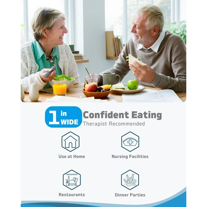 BaseSmall Adaptive Utensils (4-Piece Kitchen Set) Weighted 7 oz - 42 degrees Angled Utensils for Parkinson's Patients, Hand Tremors, Arthritis & Elderly - Weighted Silverware for Hand Tremors (Left Handed) by BaseSmall - Image 5