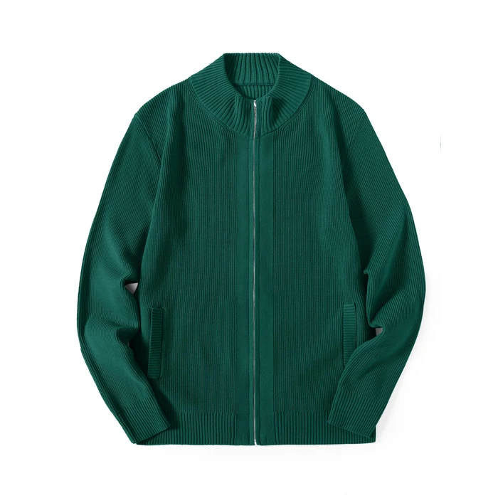 COOFANDY Men's Cardigan Sweaters Light Zipper Pullovers Big and Tall Stand Collar Jacket Knit Slim Fit Cardigans Ideas Green S-XXXL by COOFANDY - Image 6