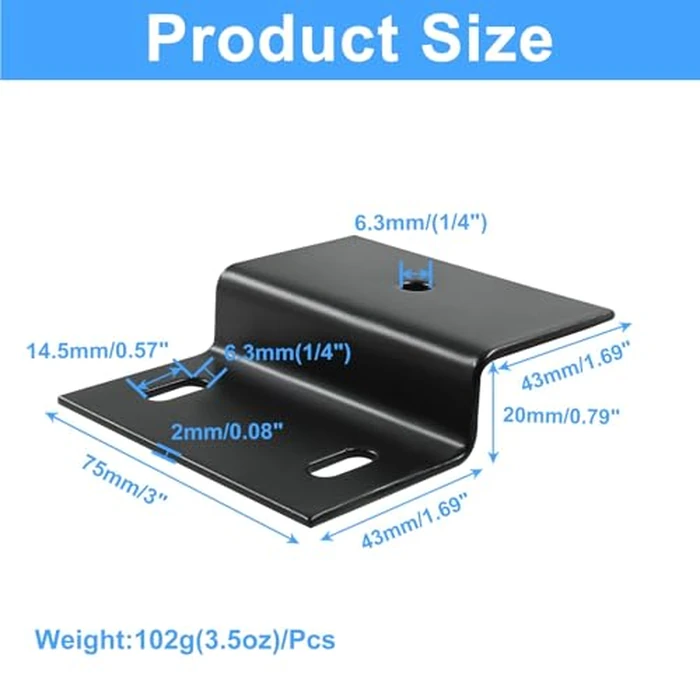 Unlorspy 12 Pcs Black Z Bracket,3 x 1.69 x 0.79 inch Z-Shaped Corner Brace,Z Shape Furniture Support Bracket Fasten for Cabinet Chair Wood Shelf Fixing Timber Connector,Thickness 2mm, Black by Unlorspy - Image 2