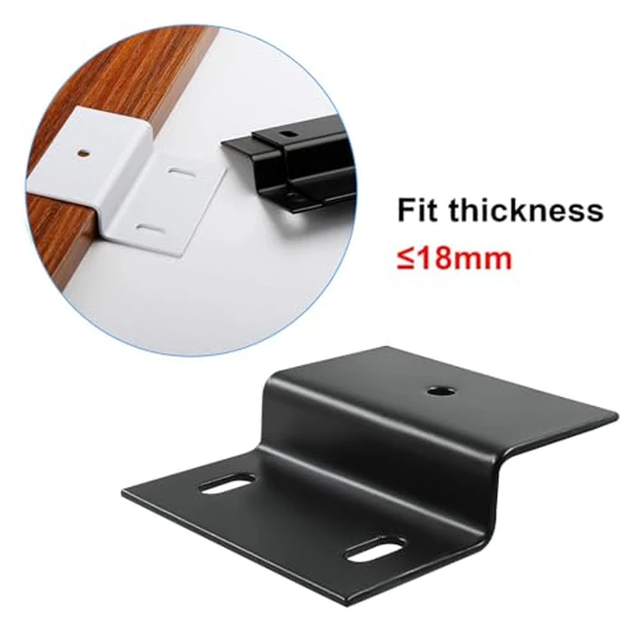 Unlorspy 12 Pcs Black Z Bracket,3 x 1.69 x 0.79 inch Z-Shaped Corner Brace,Z Shape Furniture Support Bracket Fasten for Cabinet Chair Wood Shelf Fixing Timber Connector,Thickness 2mm, Black by Unlorspy - Image 3
