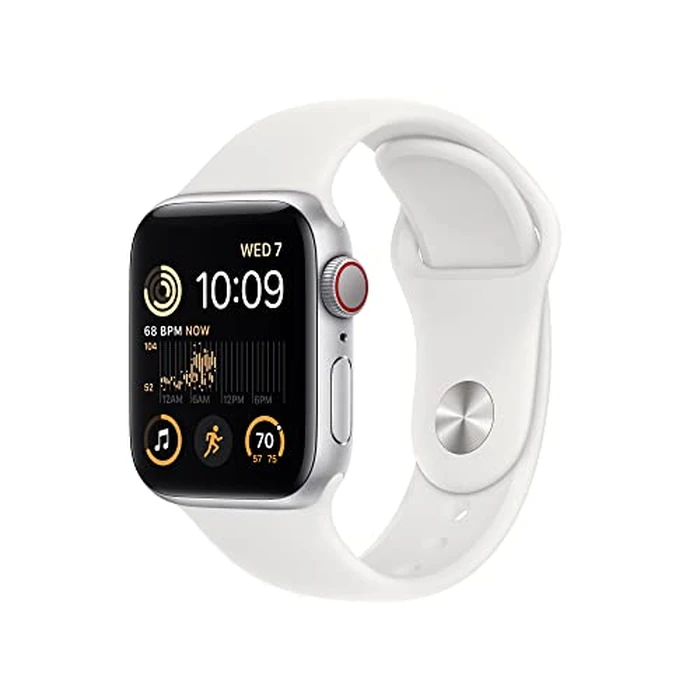 Apple Watch SE (2nd Gen) [GPS + Cellular 40mm] Smart Watch w/Silver Aluminum Case & White Sport Band - S/M. Fitness & Sleep Tracker, Crash Detection, Heart Rate Monitor, Water Resistant by Apple - Used - Good condition
