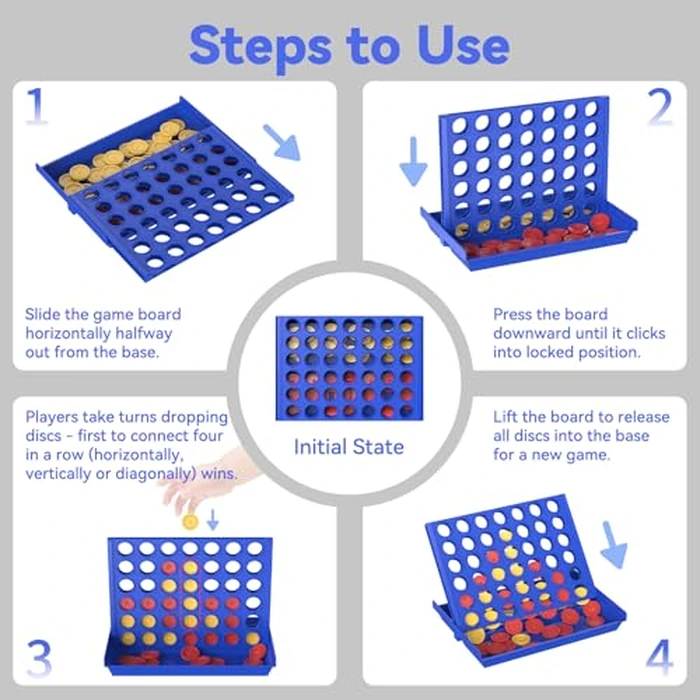 Pup Go Standard Size 4 in a Row Board Games for Kids Ages 3 for Boys Girls Teens, Classic Family Game Educational Toy, Portable 2-Player Strategy Games, 6 Spare Discs Included by Pup Go - Image 6