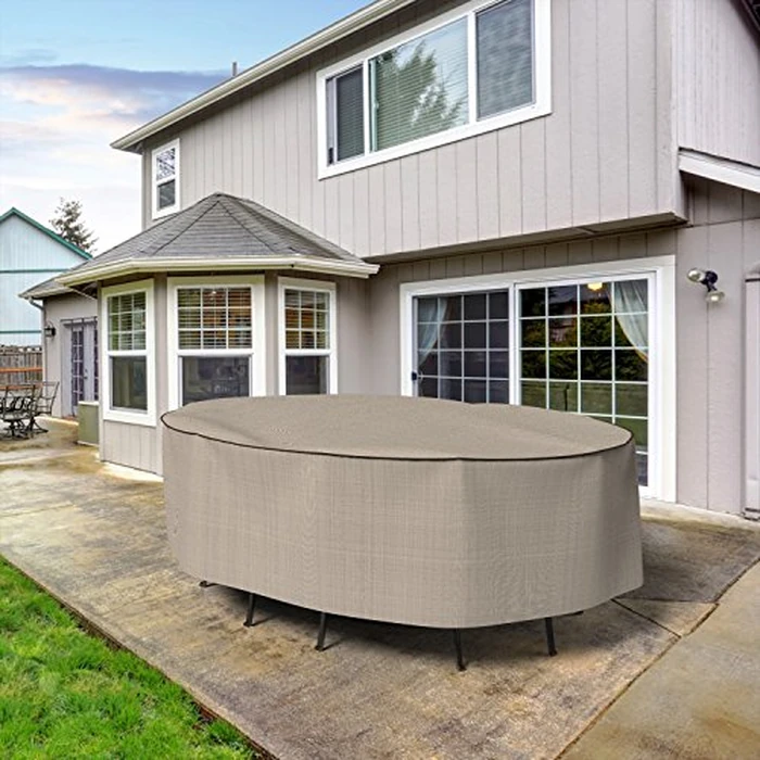 Budge English Garden Oval Patio Table & Chairs Cover, Waterproof & UV-Resistant Outdoor Furniture Cover, Fits up to 30" H x 112" L x 84" W, Tan Tweed, Large by Budge - Image 7