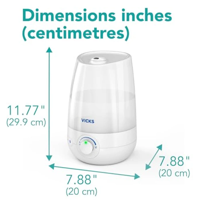 Vicks VUL545C Ultrasonic Filter Free Cool Mist Humidifier for Medium Rooms, Baby, Office Desk with Variable Output Control, Auto Shut-off, VapoPad Compatible, 3.8L Tank by Vicks - Image 2