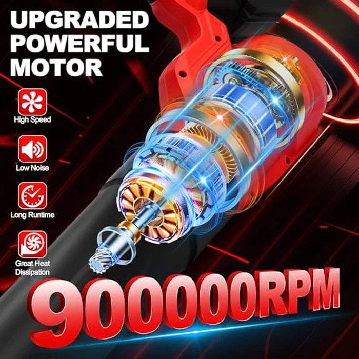 Portable Electric Leaf Blower Cordless with 2X 4.0Ah Batteries and Charger, 650CFM 175MPH, 5 Speeds Modes, LCD Display, Lightweight Handheld for Seniors Gift, Gutter, Yard, Garden, Patio, Lawn Care by Denaztl - Image 2