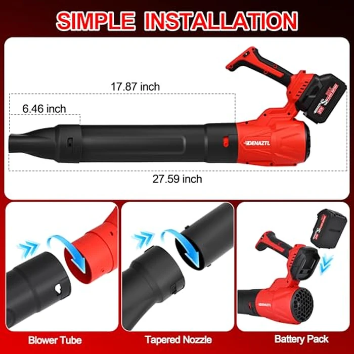 Portable Electric Leaf Blower Cordless with 2X 4.0Ah Batteries and Charger, 650CFM 175MPH, 5 Speeds Modes, LCD Display, Lightweight Handheld for Seniors Gift, Gutter, Yard, Garden, Patio, Lawn Care by Denaztl - Image 6
