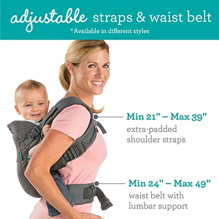 Infantino Flip 4-in-1 Convertible Baby Carrier, Adjustable, Ergonomic Babywearing, Registry Essential, Baby Carrier for Newborn to Toddler, Gray by Infantino - Image 3