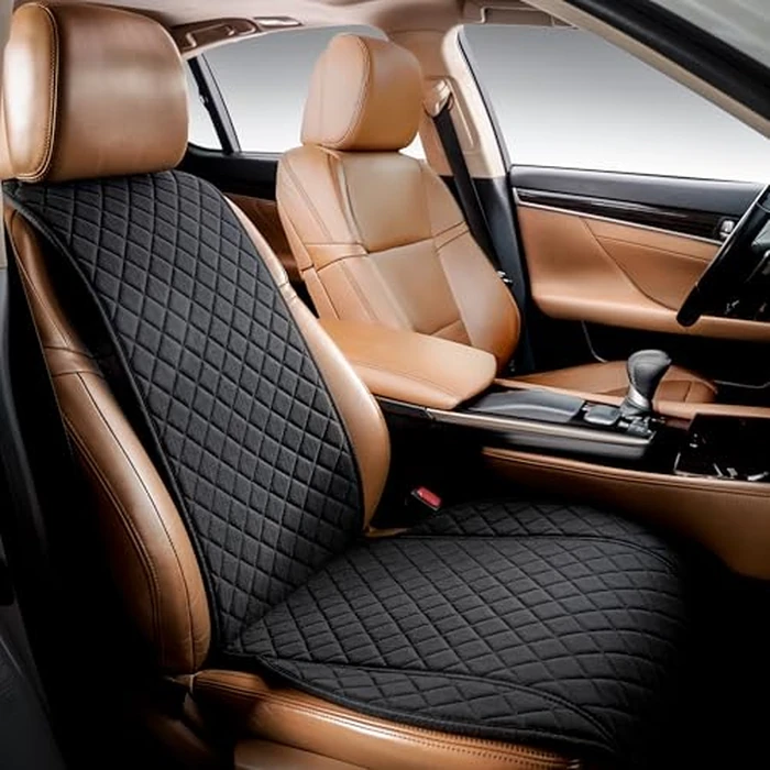 IVICY Faux Linen Front Car Seat Cover - Durable, Non-Slip Seat Protector for Cars - 1 Unit, Black by IVICY - Used - Very Good condition