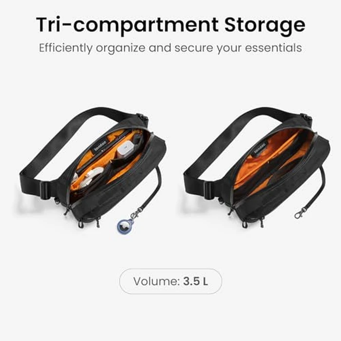 tomtoc 3.5L X-Pac Sling Bag with RFID Blocking, Crossbody Bag Minimalist Chest Shoulder Pack for Men/Women, Water-resistant Lightweight Casual Funny Pack for Travel/Daily Commute by tomtoc - Image 4