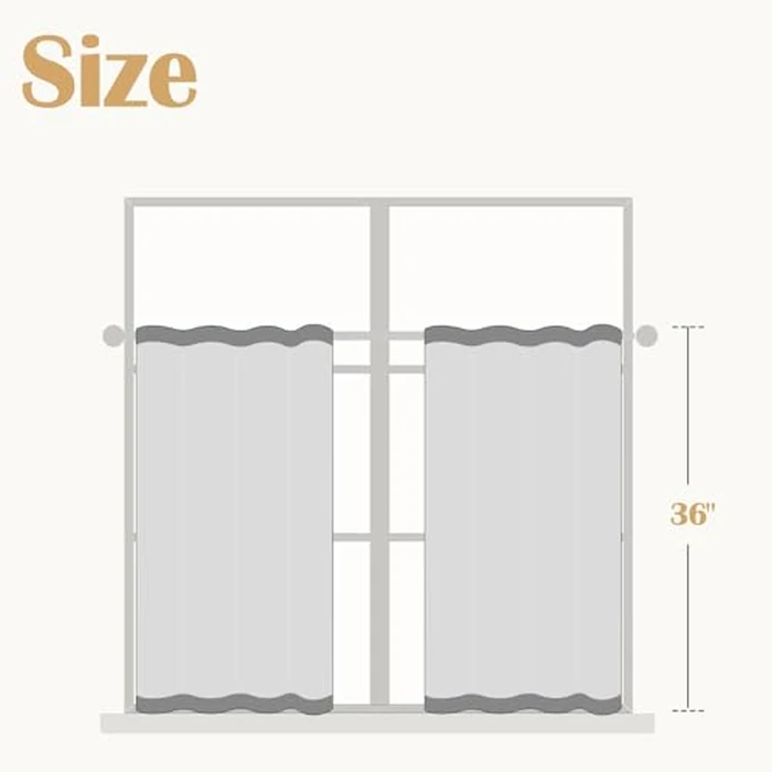 JINCHAN Kitchen Curtains Striped Tier Curatin Ticking Stripe Linen Pinstripe Cafe Curtains 36 Inch Length for Living Room Bathroom Farmhouse Rustic Curtain Rod Pocket 2 Panels Sage on Beige by jinchan - Image 9
