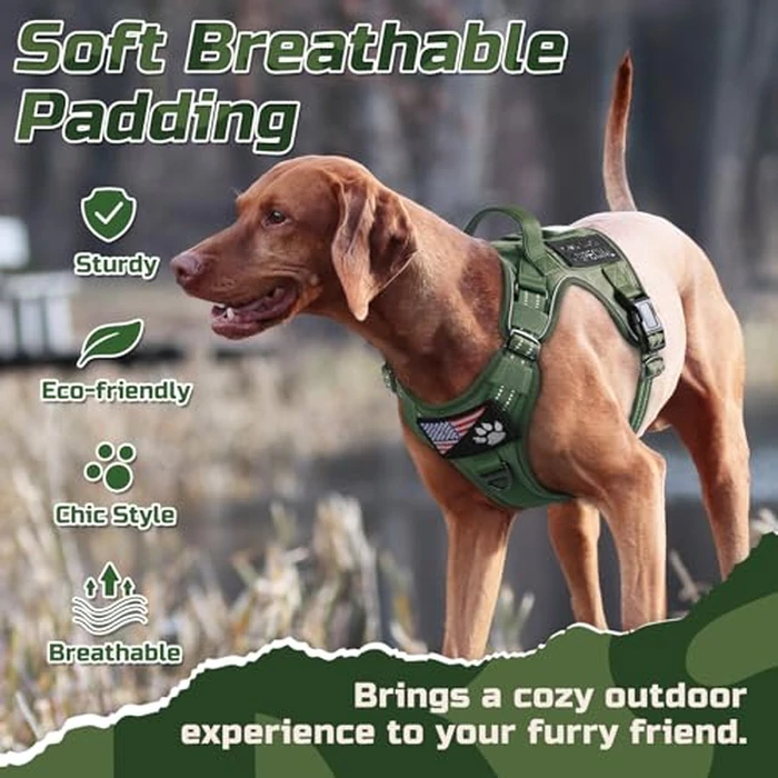 rabbitgoo Dog Harness No Pull, Military for Small Breed with Handle & Molle, Easy Control Service Vest Training Walking, Adjustable Reflective Tactical Pet Harness, Green, S by rabbitgoo - Image 4