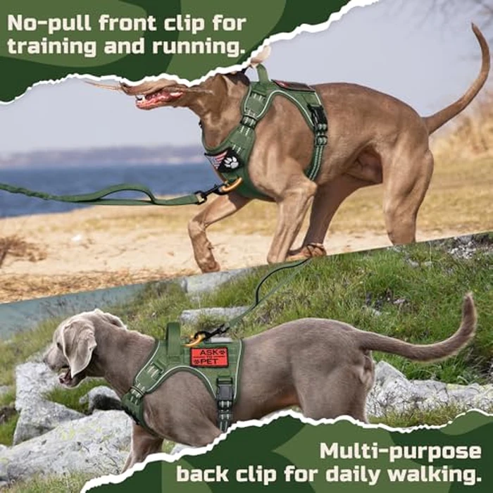 rabbitgoo Dog Harness No Pull, Military for Small Breed with Handle & Molle, Easy Control Service Vest Training Walking, Adjustable Reflective Tactical Pet Harness, Green, S by rabbitgoo - Image 8