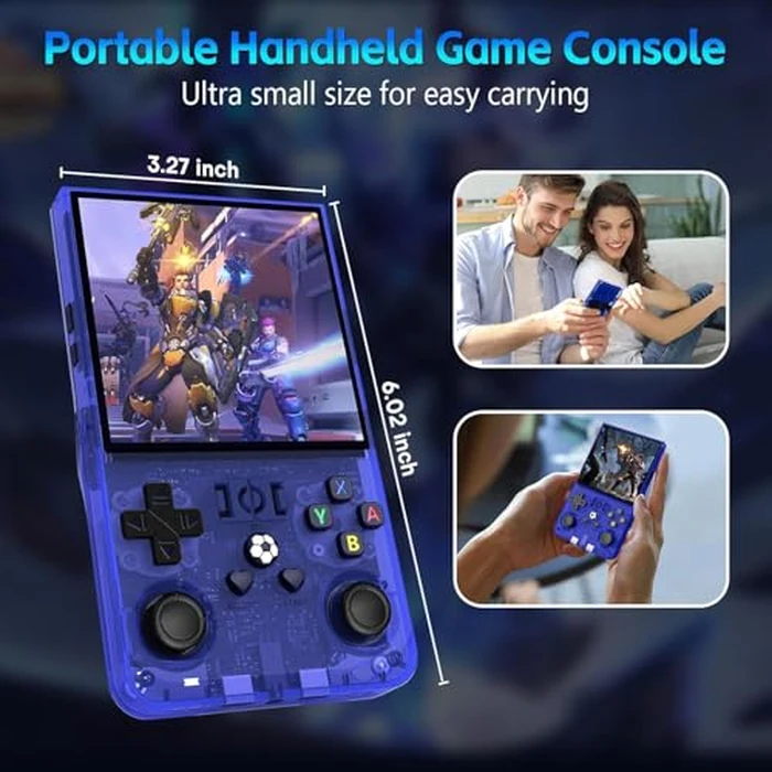R36MAX Handheld Game Console, Retro Gaming Console with 4000mAh Battery 4.0”IPS Screen, Open Source Linux System, with 64GB TF Card Portable Video Gaming Console, Transparent Blue by AQHH - Image 4