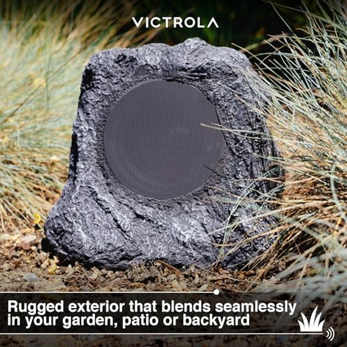 Victrola The Solar Rock Speakers Pair, 14 Hours PlayTime, IPX4 Rechargeable Solar Outdoor Bluetooth Speakers for Garden, Patio, Built for All Seasons, Wireless Music Streaming, Charcoal by Victrola - Image 6