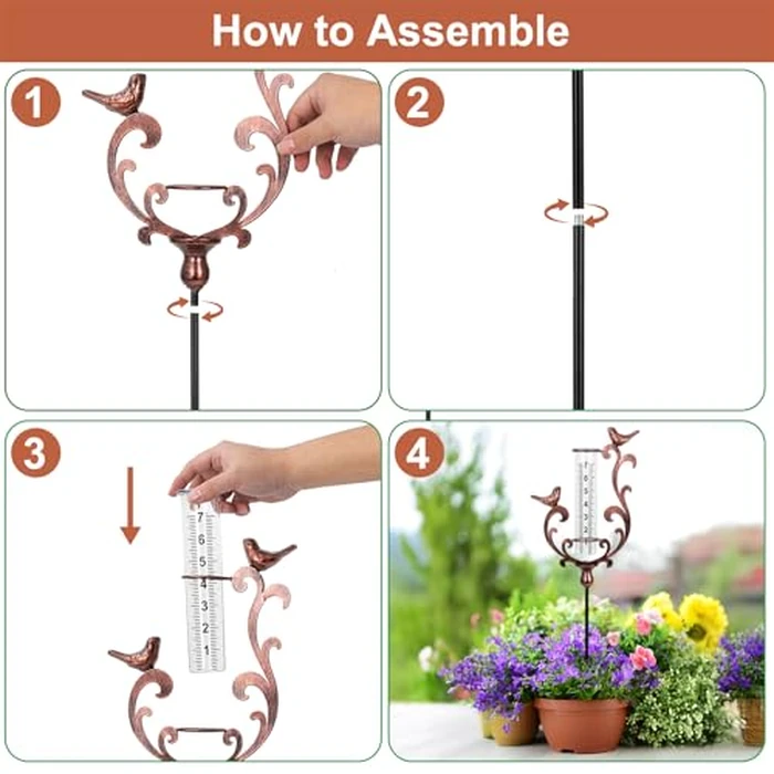 BUARO8AGA Rain Gauge Outdoor, Cast Iron Bird Rain Gauge - 7" Capacity Plastic Rain Gauge Freeze Proof with Metal Stake Decorative for Garden Yard Patio & Lawn with Large Readable Numbers by BUARO8AGA - Image 5