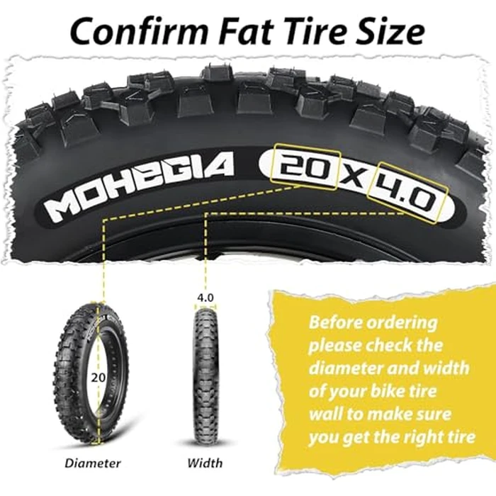 2-Pack Ebike Fat Tires:MOHEGIA 20 x 4.0 Inch E-Bike Mountain Tire High-Performance and All-Terrain Folding Replacement Bicycle Tire with Offroad or Trail Riding by MOHEGIA - Image 2