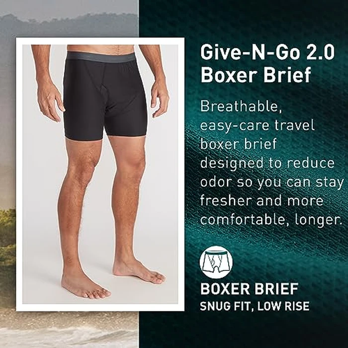 ExOfficio Men's Give-N-Go 2.0 Boxer Brief 6" - Cool and Breathable Underwear for Active Men - Pack of 2, Black, Small by ExOfficio - Image 2