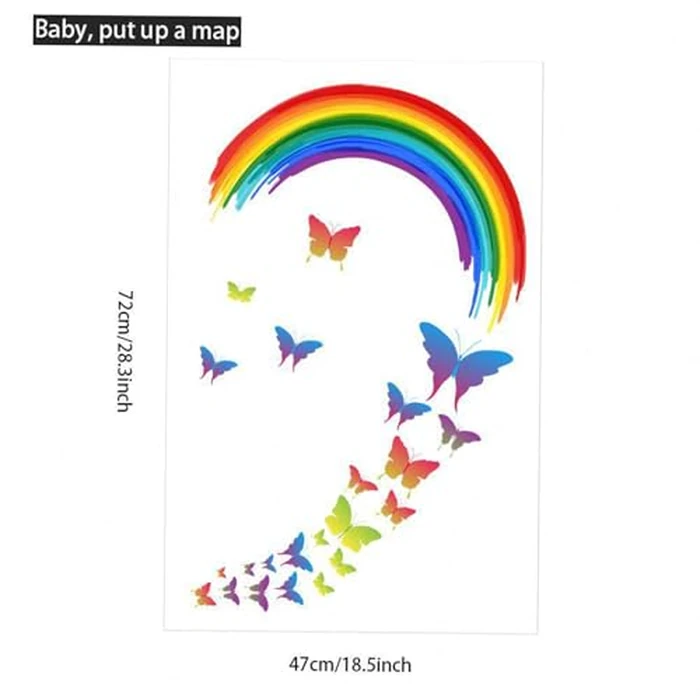 hanlongyu Rainbow Wall Decals for Girls Room Colourful Rainbow Butterflies Peel and Stick Wall Art Stickers Baby Nursery Girls Bedroom Living Room Wall Decor by hanlongyu - Image 6
