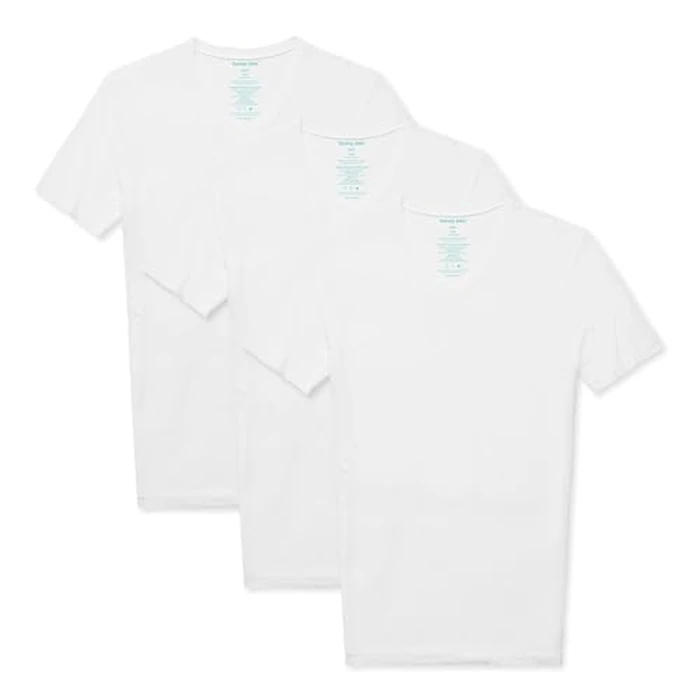 Tommy John Men's Second Skin 2.0 High Stylish V Neck Men's T-Shirt, Stay Tuck Design, Soft Comfortable Fit Premium Undershirt, Moisture Wicking Short Sleeve Mens T-Shirts, 3 Pack, White, XXL by Tommy John - Used - Like New condition