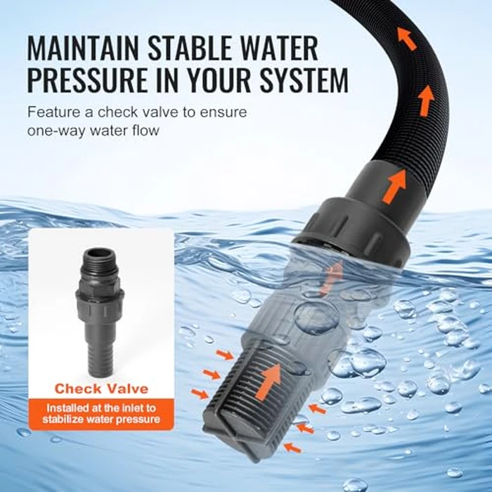 VEVOR 1.6 HP Shallow Well Pump With Pressure Tank, 1320 GPH, Automatic Irrigation Water Booster, 5-Gal Tank 30/50 PSI Switch, Stainless Steel Head for Home Garden Lawn by VEVOR - Image 5