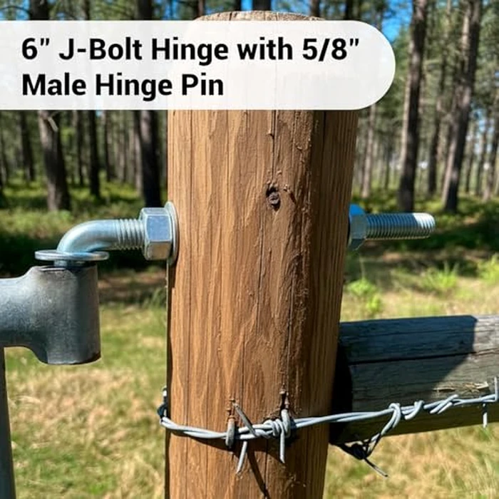 6" J-Bolt Post Hinge, Galvanized Steel Welded Gate Hinge with 5/8" Male Hinge Pin, Heavy Duty Chain Link Fence Hardware for Wooden Farm Gate, Barn Gate, 4 Pack by Bularie - Image 7