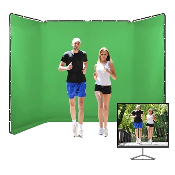 Barlezy 7.87ft x 13ft Green Screen Backdrop with Stand, Large Wrinkle-Resistant Green Backdrop w/Heavy Duty Backdrop Stand, Collapsible Photography Background for Photo Studio Shooting by Barlezy - Image 1