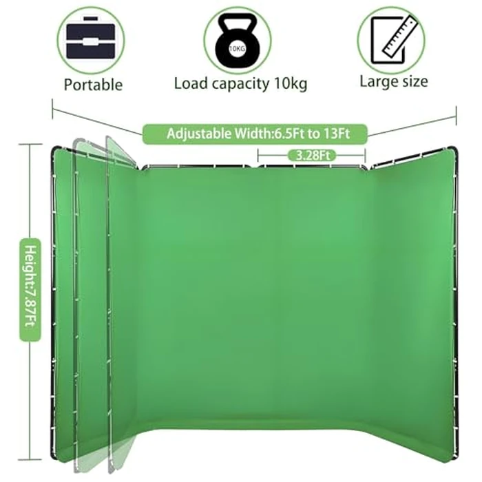 Barlezy 7.87ft x 13ft Green Screen Backdrop with Stand, Large Wrinkle-Resistant Green Backdrop w/Heavy Duty Backdrop Stand, Collapsible Photography Background for Photo Studio Shooting by Barlezy - Image 2