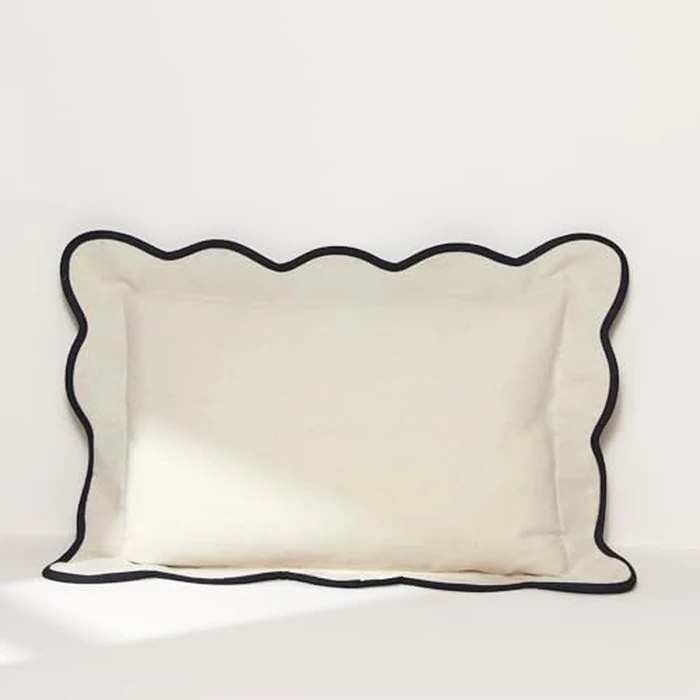 Lush Decor Coastal Chic Scalloped Edge Throw Pillow Cover 1 Piece 13" W x 20" L + 2.5" Flange, Dark Linen & Black - Couch Pillows - Decorative Pillows - Coastal Decor by Lush Decor - Used - Like New condition