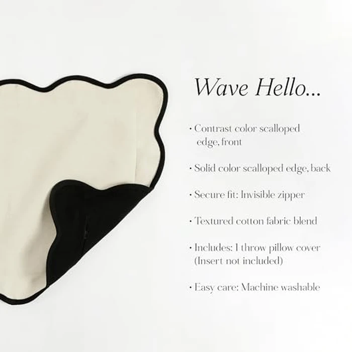 Lush Decor Coastal Chic Scalloped Edge Throw Pillow Cover 1 Piece 13" W x 20" L + 2.5" Flange, Dark Linen & Black - Couch Pillows - Decorative Pillows - Coastal Decor by Lush Decor - Image 6