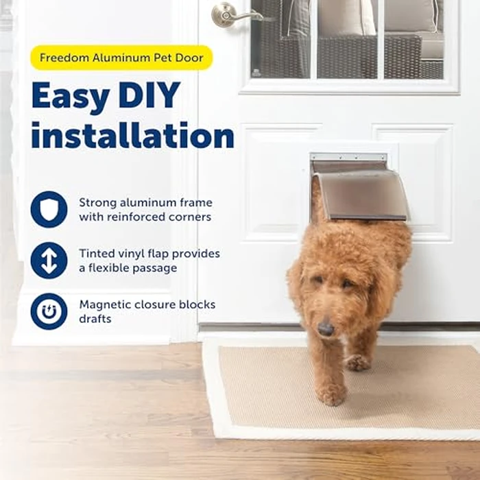 PetSafe Freedom Aluminum Pet Door for Dogs and Cats, Medium, White, Tinted Vinyl Flap by PetSafe - Image 3
