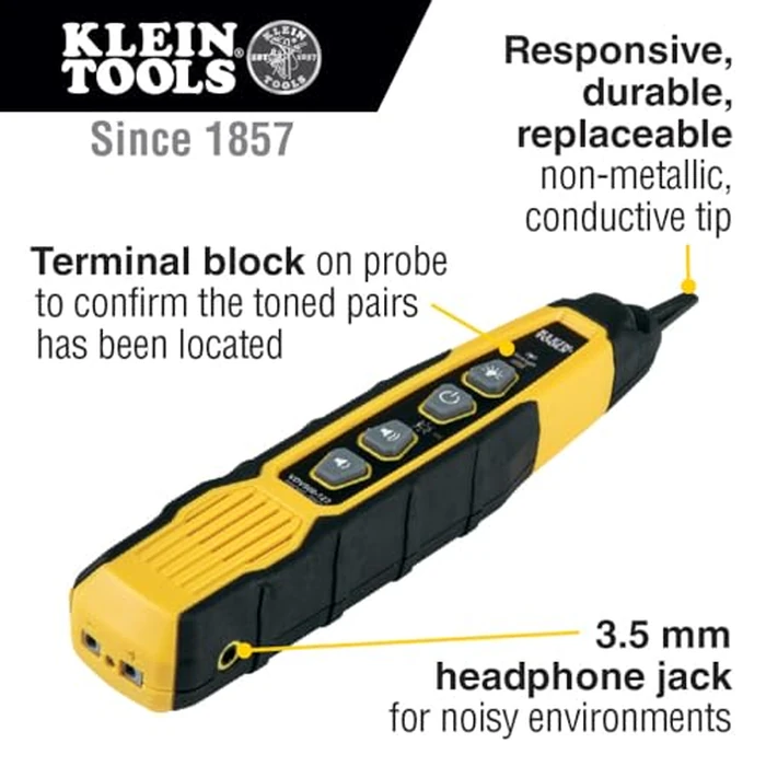 Klein Tools VDV500-820 Wire Tracer Tone Generator and Probe Kit Continuity Tester for Ethernet, Telephone, Speaker, Coax, Video, and Data Cables, RJ45, RJ11, RJ12 by KLEIN TOOLS - Image 3