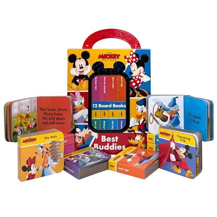Mickey Mouse & Friends Mickey, Minnie and More! - My First Library Board Book Block 12-Book Set - PI Kids by PI Kids - Used - Acceptable condition