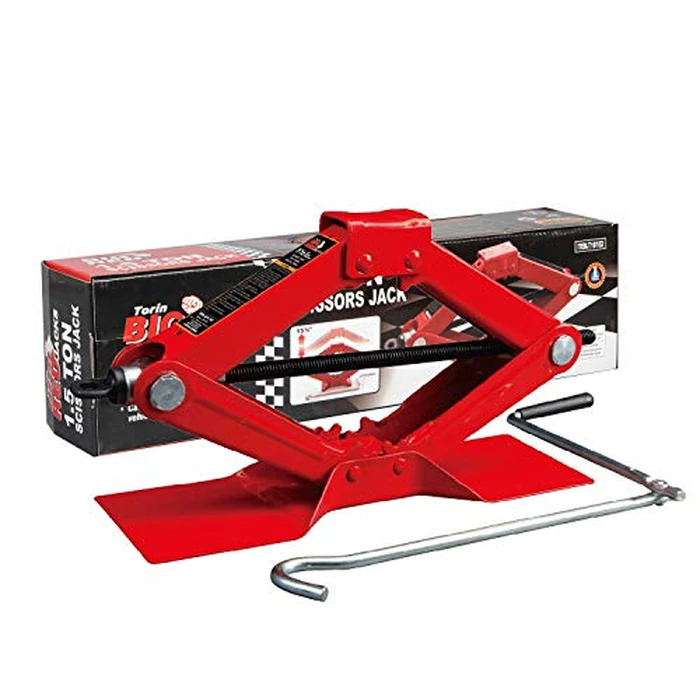 BIG RED T10152 Torin Steel Scissor Lift Jack Car Kit, 1.5 Ton (3,000 lb) Capacity, Red by BIG RED - Used - Like New condition
