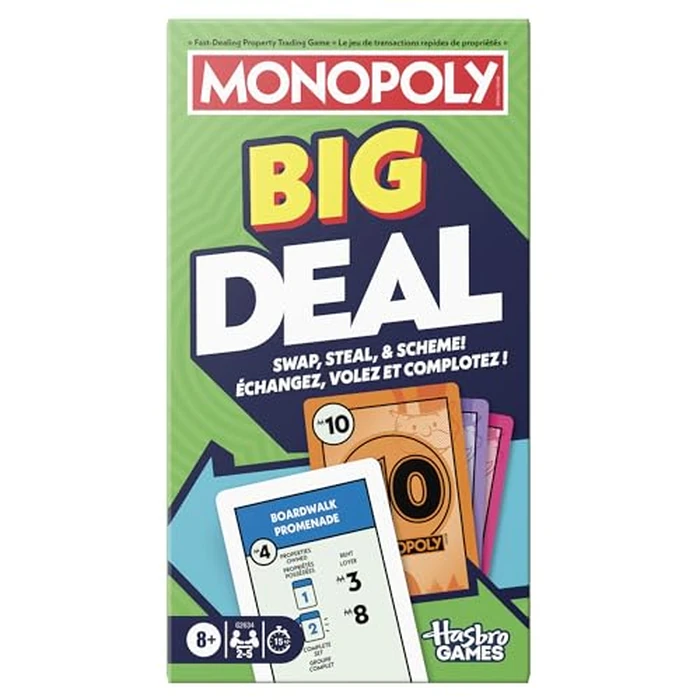 Monopoly Big Deal Card Game | Oversized Giant Large Cards for Family Fun | Ages 8+ | 2-5 Players | 15 Mins. | Travel Games for Kids & Adults (English & French) by Hasbro Gaming - Image 1